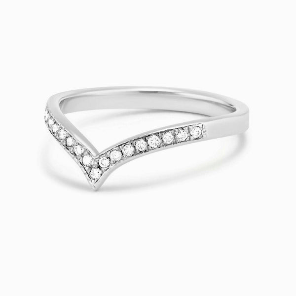 14K Gold Diamond Chevron Ring / Diamond V Ring / Gold V Shape Ring / Perfect Matching Band / Stackable Ring / Wedding Band/Graphic Ring/Band - MIUR ART