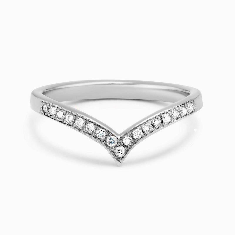 14K Gold Diamond Chevron Ring / Diamond V Ring / Gold V Shape Ring / Perfect Matching Band / Stackable Ring / Wedding Band/Graphic Ring/Band - MIUR ART
