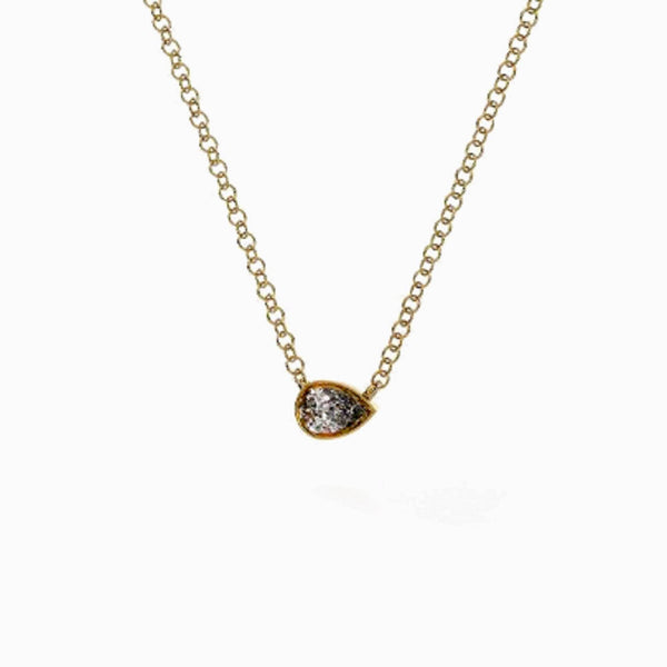 14k Gold Pendant, Pear Shape Diamond 0.15 CTW. Classics and Minimalist Necklace. A perfect gift for every woman! - MIUR ART
