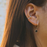 14K Solid Gold Star Shape Hoop Earrings- Unique Hoop Earrings / 14K Gold Hoop Earrings / Hoop Earrings / Hoop Diamond Earrings / Sale - MIUR ART