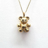 14K Solid Gold Teddy Bear Pendant, Bear in 14K Gold, Natural Black Diamond, Dainty Diamond Necklace, Teddy Bear Necklace, Unique Jewelry - MIUR ART