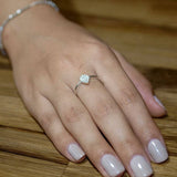 14K White Gold Pear Shape Diamond Ring / Alternate Teardrop Diamond Ring / Drop shape Micro Pave Diamond Ring / Trendy White Diamond Ring - MIUR ART