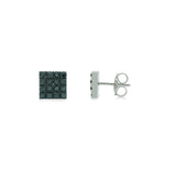 Black Diamond Square Shape Earrings Micro Pave Setting, 14K Gold, 1/4 CTW Natural Diamond , Unisex Studs - MIUR ART