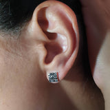 Black Diamond Square Shape Earrings Micro Pave Setting, 14K Gold, 1/4 CTW Natural Diamond , Unisex Studs - MIUR ART