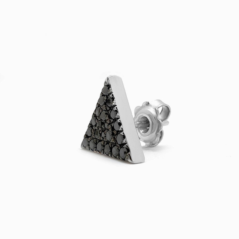 Black Diamond Stud Earrings Triangle Shape Micro Pave Setting- Triangle Earrings, Black Diamond Stud, Stud Triangle Earrings by MIUR ART - MIUR ART