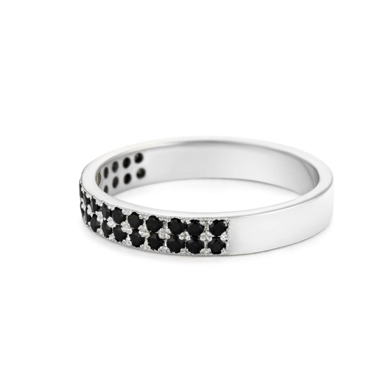 Black Diamond Wedding Band / Eternity Band / Diamonds Half Way / Stacking Ring / Wedding Ring for Women / Black Diamond Ring - MIUR ART