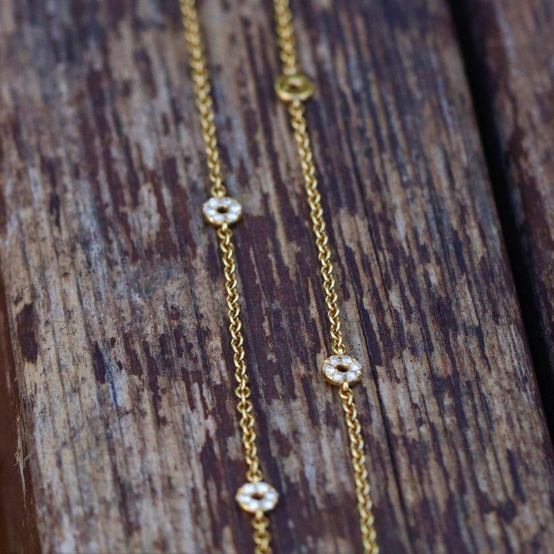 Chain Choker Necklace, Round Necklace, Diamond Necklace, in 14K Solid Gold, Natural Diamond, Wedding Jewelry, Diamond Necklace - MIUR ART
