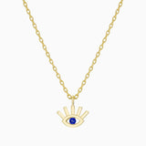 Charm Diamond Necklace Eye Shape in 14K Solid Gold- Tiny Evil Eye / Gold Evil Eye / Good Luck Gift / Good Luck Charm Protection Necklace - MIUR ART