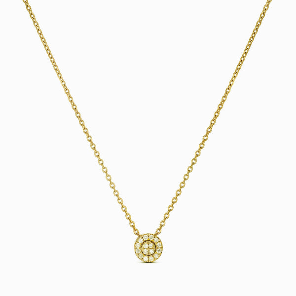 Charm Diamond Necklace Round Shape in 14K Solid Gold 1/10 CTW Diamond, Every Day Necklace, Best Gift for Birthday or Graduation - MIUR ART