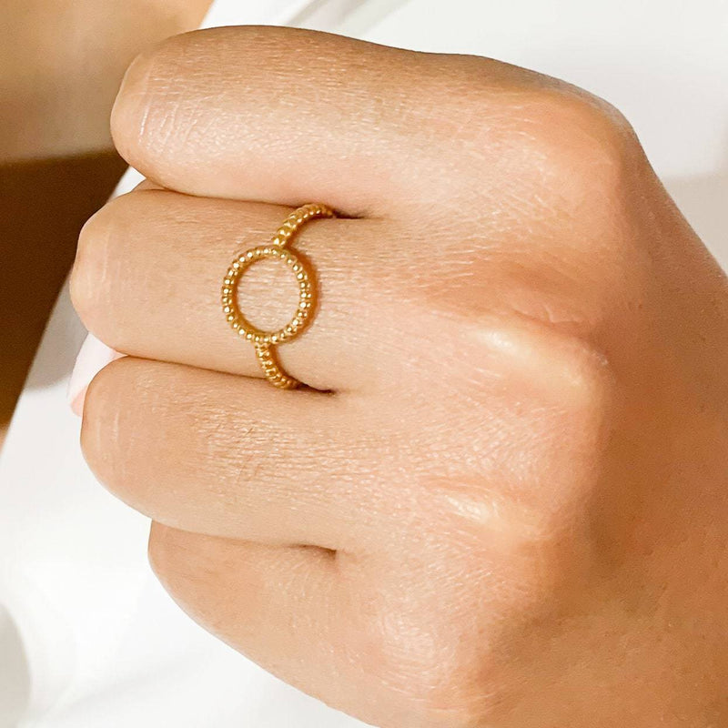 Circle Of Life Ring / 14K Gold / Tiny Diamond Ring / Unique Gold Ring / Promise Ring / Yellow Gold / Thin Ring by Miur Art Jewelry - MIUR ART