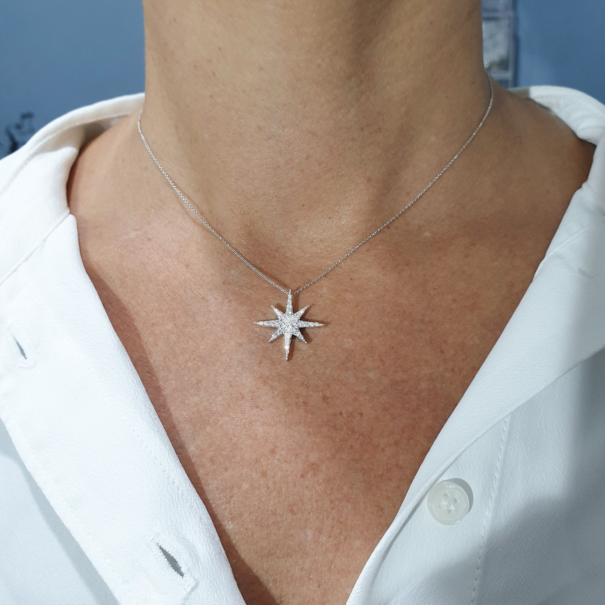 14kt gold and gray diamond starburst hammered disk necklace | Luna Skye
