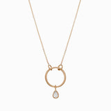 Dangling Diamond Pear Necklace, 14K Gold, Bezel Set Diamond, Chain Choker Diamond, Pear Natural Diamond, By Miur Art Jewelry - MIUR ART