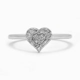 Delicate Diamond Ring 14K Gold White Band, Unique Heart Shape Ring, Promise Ring, Ring for Women, Anniversary Bridal Ring - MIUR ART