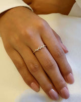 Diamond Cluster Ring in 14K Gold 1/10 CTW Natural Diamond / Unique Diamond Stackable Ring / Diamond Wedding Band / Labor Day Sale - MIUR ART