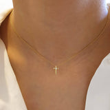 Diamond Cross Necklace in 14K Yellow, White or Rose Gold- Cross Necklace, Diamond Cross Pendant, Religious Diamond Necklace, Labor Day Sale - MIUR ART
