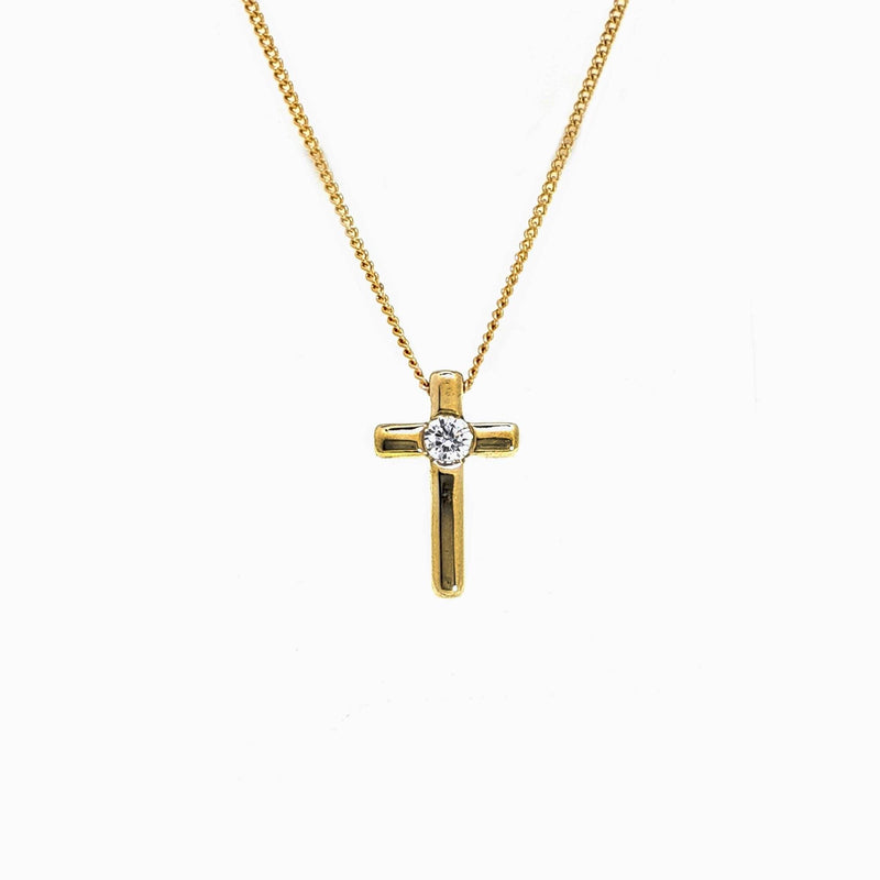 Diamond Cross Necklace in 14K Yellow, White or Rose Gold- Cross Necklace, Diamond Cross Pendant, Religious Diamond Necklace, Labor Day Sale - MIUR ART