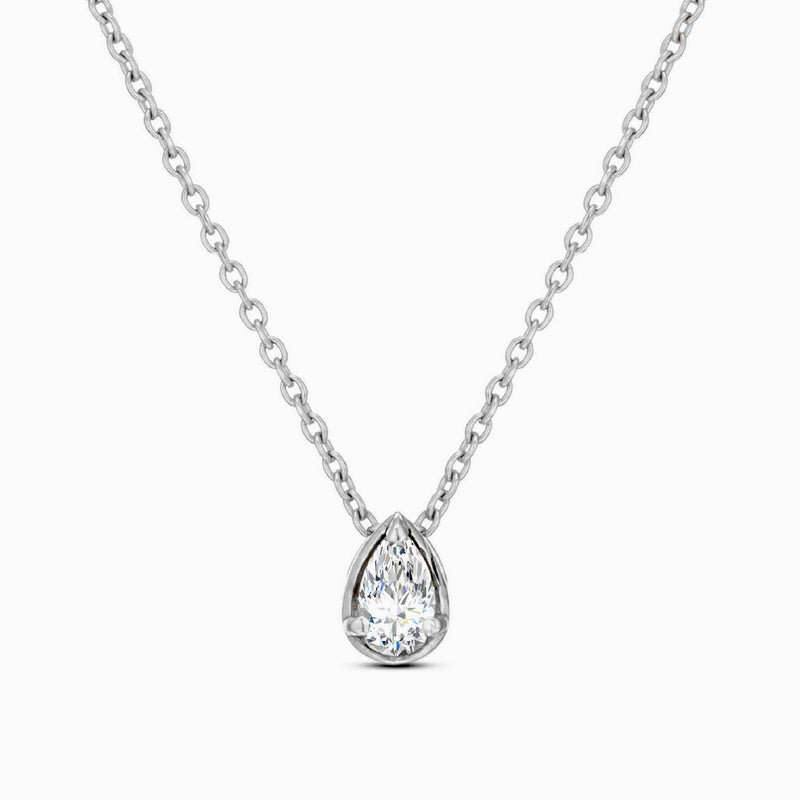 Diamond Drop Necklace, 14K Gold, Bezel Set Diamond, Chain Choker Diamond, Pear Natural Diamond, Middle East Collection By Miur Art Jewelry - MIUR ART