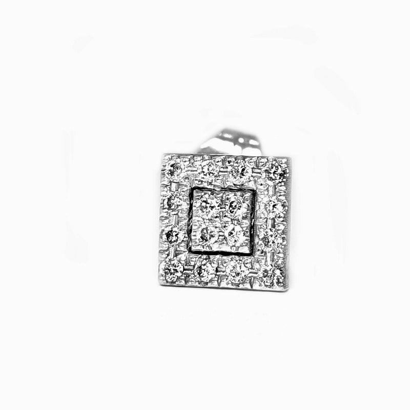 Diamond Earrings Square Shape Micro Pave Setting in 14K White Rose or Yellow Gold 1/6 CTW Natural Diamond- Fine Jewelry by MIUR ART - MIUR ART