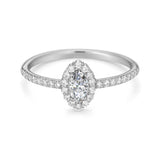 Diamond Halo Ring Marquise Shape Vintage Design in 14K Gold- Diamond Ring / Natural Diamond / Minimalist Marquise Ring by MIUR ART - MIUR ART