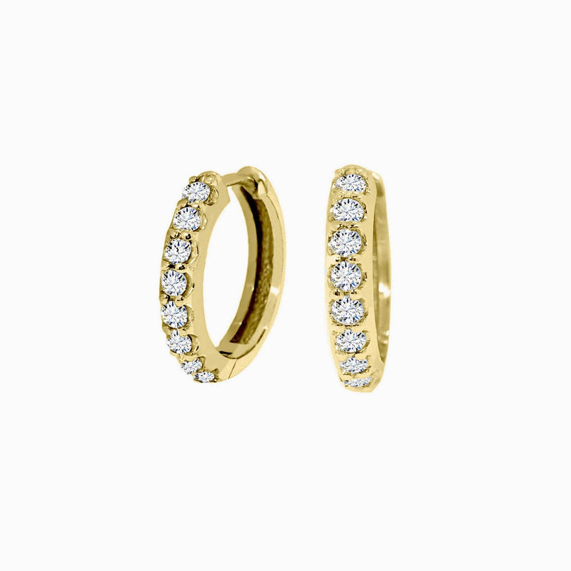 Diamond Hoops Earrings in 14K or 18K Solid Gold- Hoop Earrings, Natural Diamond, Fine Jewelry, Available in Rose White or yellow Gold - MIUR ART