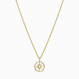 Diamond Necklace Compass Shape with Round Single Diamond in 14K Solid Gold, 0.05 CTW Natural Diamond- Diamond Star Necklace by MIUR ART - MIUR ART