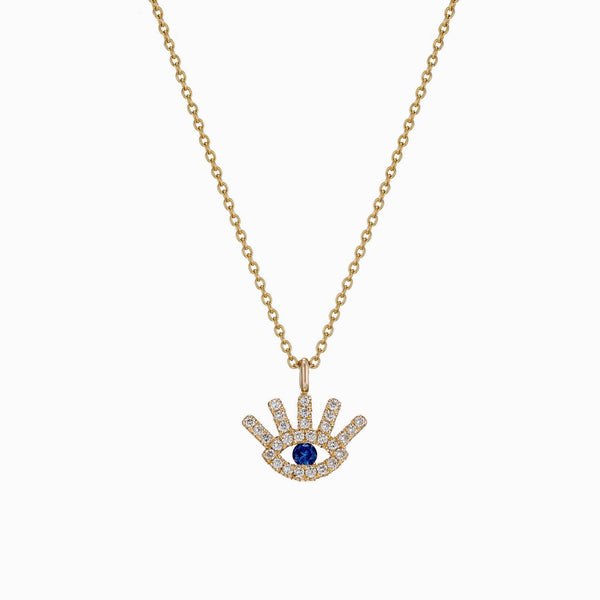 Diamond Necklace. Sapphire with Diamond Necklace, Dainty Diamond Necklace, Blue Sapphire Necklace, Tiny Diamond Pendant. Simple Necklace - MIUR ART
