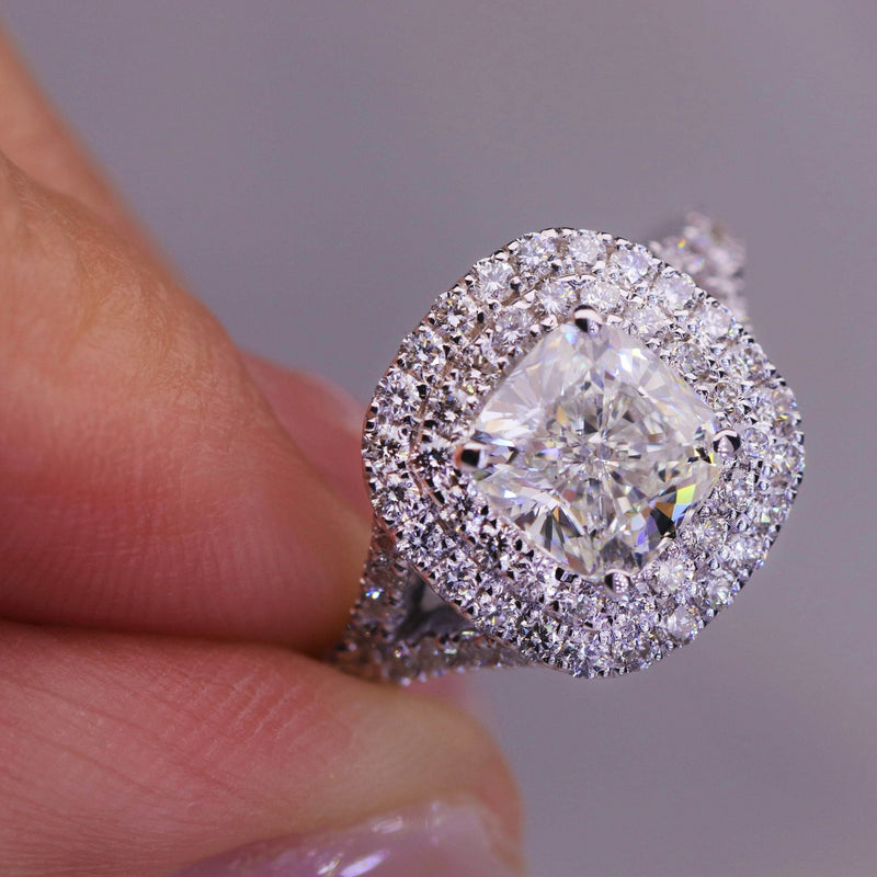 Diamond Ring Cushion Shape in 14K Gold or 18K- Cushion Engagement Ring, Cushion Diamond, Cushion Cut Engagement Ring by MIUR ART - MIUR ART