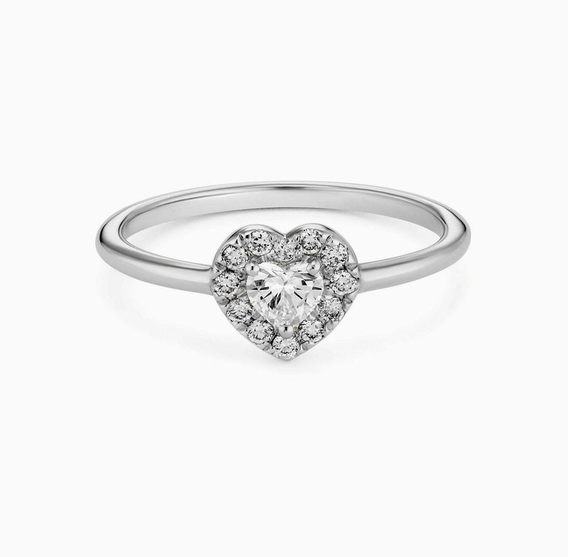 Diamond Ring Heart Shaped in 14K Gold Natural Diamond- Minimal Engagement Ring / Minimalist Diamond Ring / Heart Shaped Diamond / Miur Art - MIUR ART