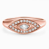 Diamond Ring Marquise Shape in 14K Gold- Unique Diamond Ring / Statement Rings / Seal Ring / Signet Diamond Ring / Miur Art / Gift for Mom - MIUR ART