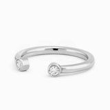 Diamond Ring Open Ring Style in 14K White Rose or Yellow Solid Gold- Dual Diamond Ring, Open Style Ring The Best Gift for Her by MIUR ART - MIUR ART