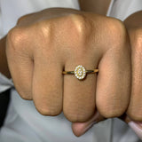 Diamond Ring Oval Shape in 14K Gold- Micro Pave, Trendy White Diamond Ring, Gift for Her, Dainty Diamond Ring Christmas Gift - MIUR ART