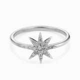 Diamond Ring Star Shape in 14K White Rose or Yellow Solid Gold- Star Diamond Ring, North Star Ring, Mother Sale, Gift for Her by MIUR ART - MIUR ART