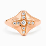 Diamond Signet Ring in 14K Gold Cross Shaped- Cross Signet Ring, Statement Cross Ring, Cross Ring, Signet Diamond Ring by MIUR ART - MIUR ART