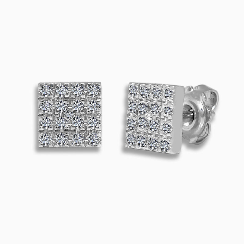Diamond Square Shape Earrings Micro Pave Setting, 14K Gold, 1/4 CTW Natural Diamond - MIUR ART