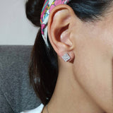 Diamond Square Shape Earrings Micro Pave Setting, 14K Gold, 1/4 CTW Natural Diamond - MIUR ART