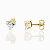 Diamond Stud Earrings Heart Shape in 14K or 18K Solid Gold- Stud Earring Heart Diamond, Single Heart Diamond or Pair Heart Diamond - MIUR ART