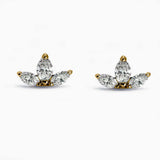 Diamond Stud Earrings Marquise Shape in 14K White Rose or Yellow Gold- Crown Dainty Stud Earrings, Crown Earrings for Women by MIUR ART - MIUR ART