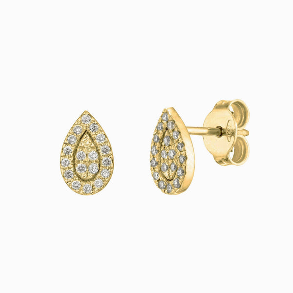 Diamond Stud Earrings Pear Shape in 14K White Rose or Yellow Solid Gold- Fine Jewelry by MIUR ART - MIUR ART