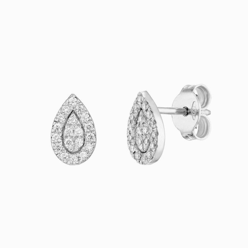 Diamond Stud Earrings Pear Shape in 14K White Rose or Yellow Solid Gold- Fine Jewelry by MIUR ART - MIUR ART