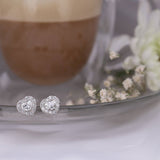 Diamond Stud Halo Earrings Heart Shape in 14K Gold 1.15 CTW Diamond- Diamond Heart Stud Earrings, Heart Diamond Quality Sud Earrings - MIUR ART