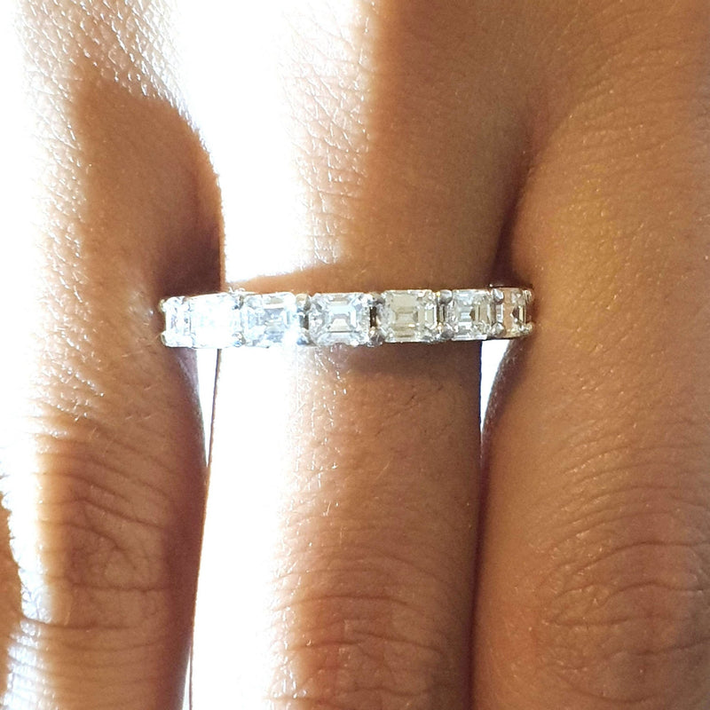Diamond Wedding Band Emerald Shape in 14K Solid Gold 3.00CT Natural Diamond- Emerald Cut Diamond Eternity Ring, Statement Ring - MIUR ART