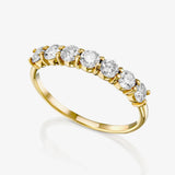 Diamond Wedding Band Yellow Gold Women Half Eternity Multi stone Bridal Stacking Promise Anniversary Ring, 14K Solid Gold 3/4 CTW Diamond - MIUR ART