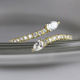 Dual Pear Diamond Ring / Natural Diamond / Open Design Diamond / Minimalist Diamond Ring / Wedding Band / Promise Ring / Miur Art Jewelry - MIUR ART