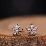 Every Day Stud Diamond Earrings Flower Shaped in 14K Solid Gold Available in Rose Whit or Yellow Gold, With 12 Diamonds, 0.60 CTW Diamond - MIUR ART