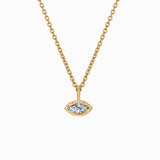 Evil Eye Marquise Diamond Solitaire Necklace, Bezel Set, Marquise Cut, 1/6 CTW Natural Diamond, Charm Necklace, Minimalist 14K Gold Necklace - MIUR ART