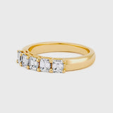 Five Stones Emerald Shape Diamond ring in 14K Gold- Wedding Band Ring / Emerald Diamond Ring / Emerald / Diamond Wedding band - MIUR ART