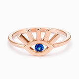 Gold Ring Eye Shape With Blue Sapphire in 14k Solid Gold- Natural sapphire / Blue Sapphire / Protection Ring / Mother Day Sale / MIUR ART - MIUR ART