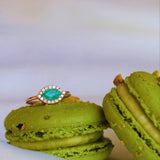 Green Emerald Diamond Ring in 14K Gold / Signet Ring / Natural Diamond / Statement Rings / Natural Emerald / Miur Art - MIUR ART