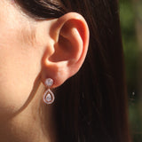 Halo Dangling Teardrop Pear Stud Earrings - MIUR ART