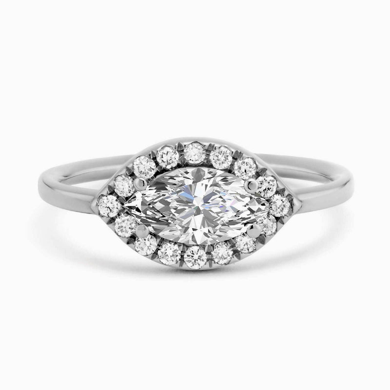 Halo Diamond Ring, Marquise Shape in 14K Gold 3/4 CTW Natural Diamond- Marquise Wedding Ring, Marquise Engagement Ring, Marquise Jewelry - MIUR ART